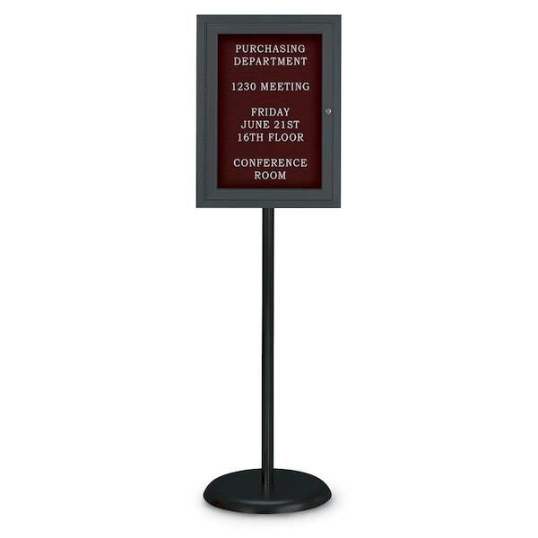 United Visual Products Corkboard, Triple Door, Radius Frame, 72x48", Black/Black UV70055-BLACK-BLACK - main